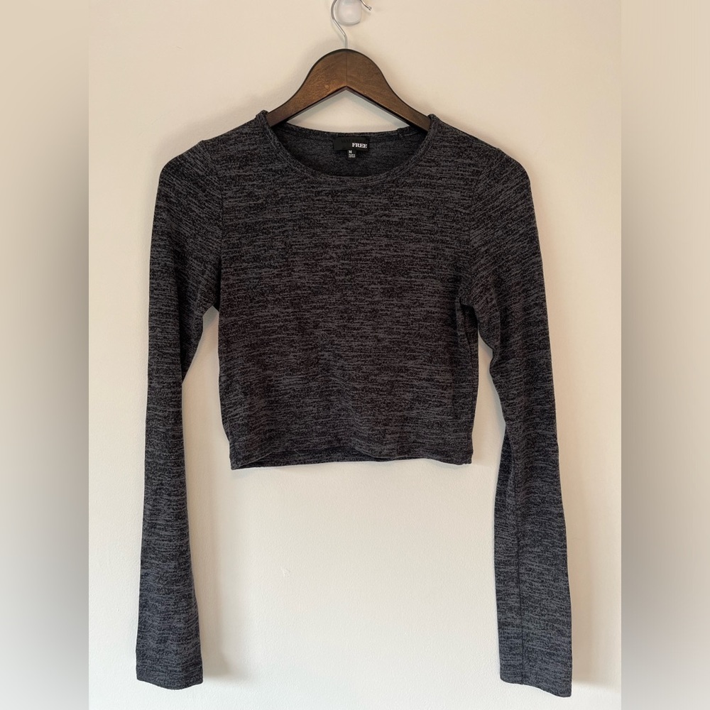Aritzia Grey long sleeve crop top size M